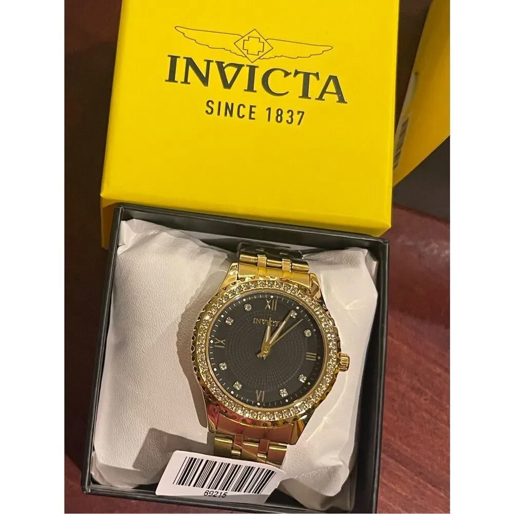 Invicta Men’s Specialty Watch - Gold & Black Crystal Accent Bracelet Watch 69215